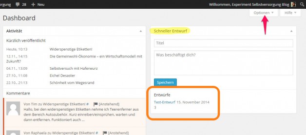 BILD: Dashboard Entwürfe