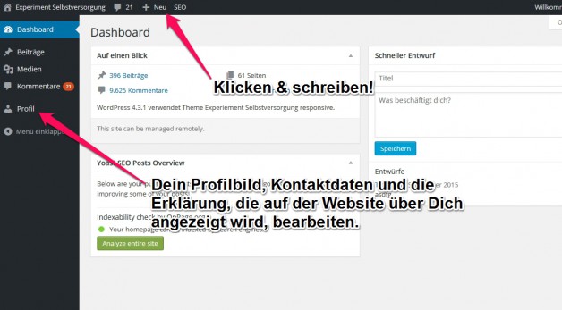 BILD: Dashboard Menüs