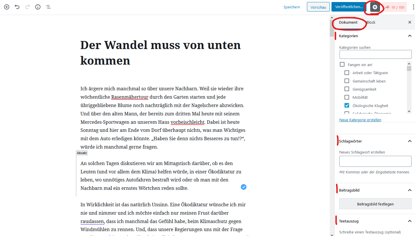 BILD: Einstellungen für das Dokument