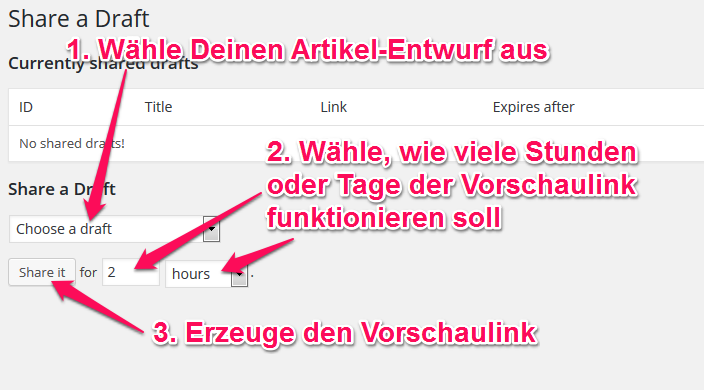 BILD: Bedienung Share a Draft